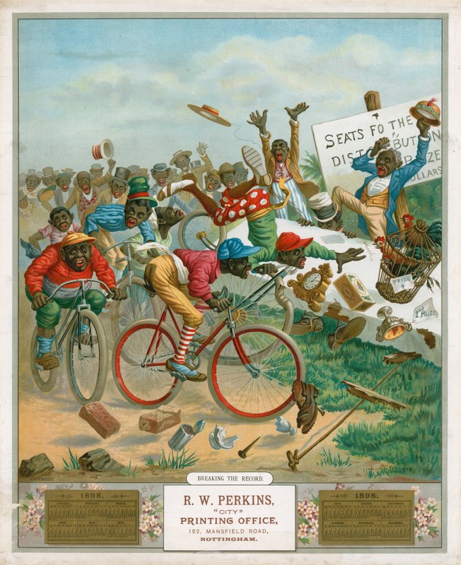 Calendario para 1898. Ciclistas de English School