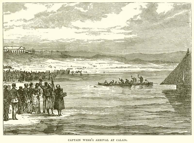 Llegada del Capitán Webb a Calais de English School