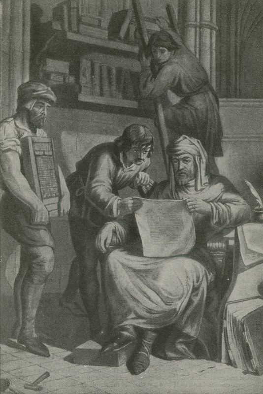 Caxton examina su primera prueba de English School