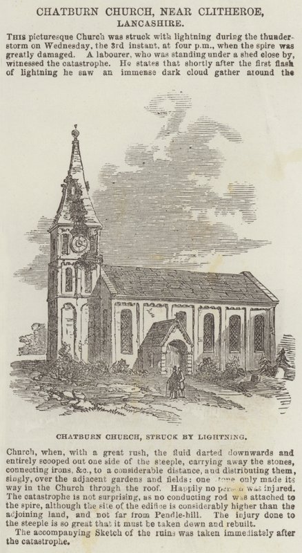 Iglesia de Chatburn, cerca de Clitheroe, Lancashire (grabado) de English School