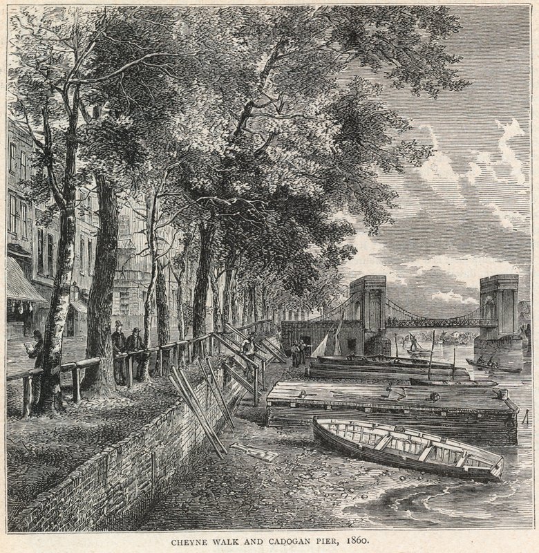 Cheyne Walk y Cadogan Pier, 1860 de English School