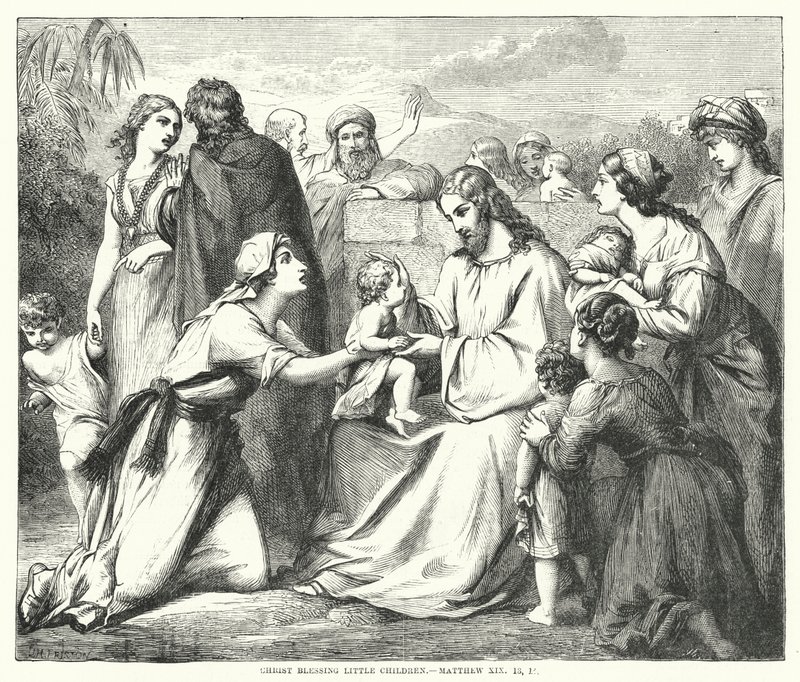 Cristo bendiciendo a los niños, Mateo XIX de English School