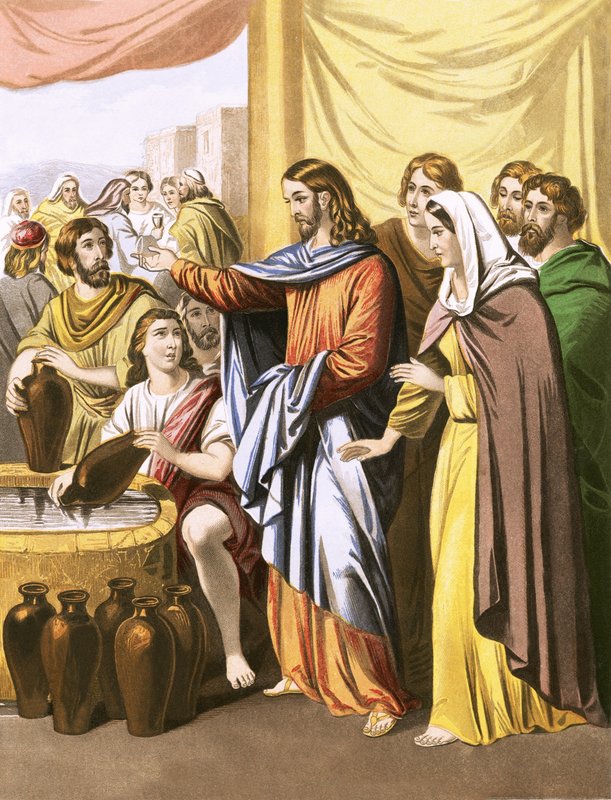Cristo convirtiendo el agua en vino de English School
