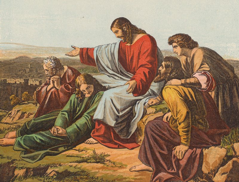 Cristo llorando sobre Jerusalén (litografía en color) de English School