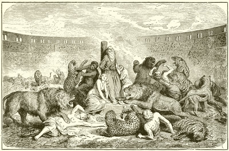 Mártires cristianos en la arena de English School