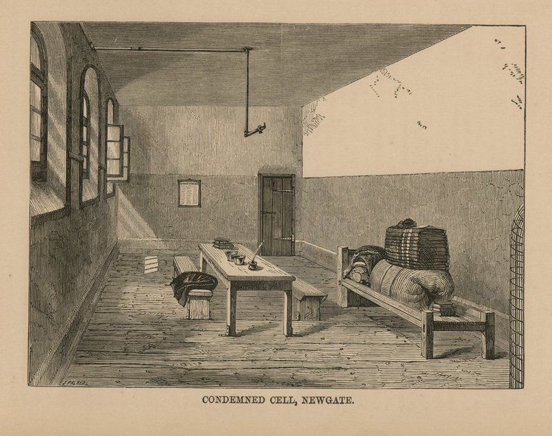 Celda de condenados en la Prisión de Newgate de English School