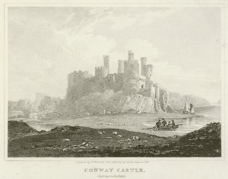 Castillo de Conway, Caernarvonshire (grabado) de English School