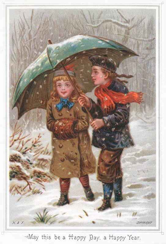 Pareja paseando en la nieve de English School
