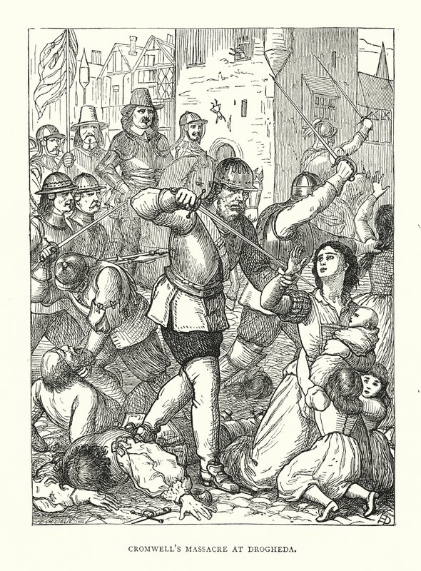 Masacre de Cromwell en Drogheda (grabado) de English School