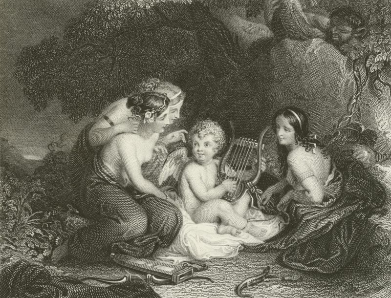 Cupido enseñado por las Gracias de English School