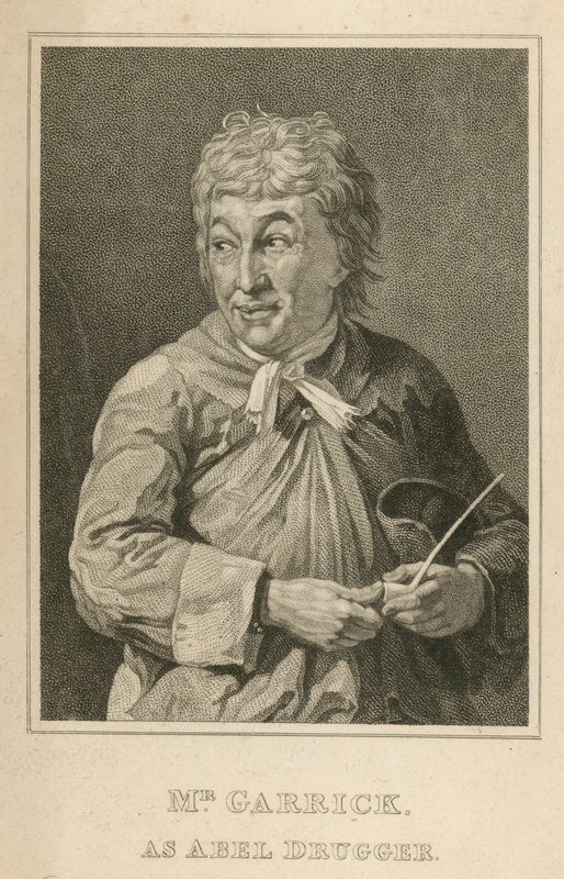 David Garrick, actor, como Abel Drugger de English School