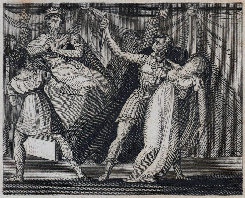 Muerte de Verginia, Roma, 449 a.C. (grabado) de English School