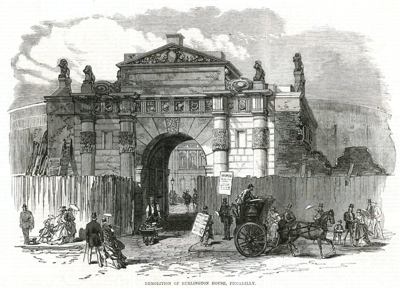 Demolición de Burlington House, Piccadilly de English School