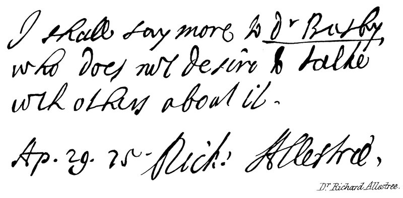 Dr Richard Allestree de English School