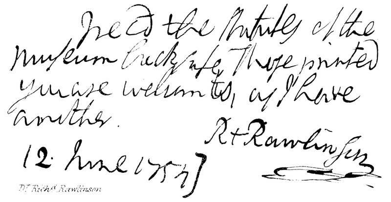 Dr Richd Rawlinson de English School