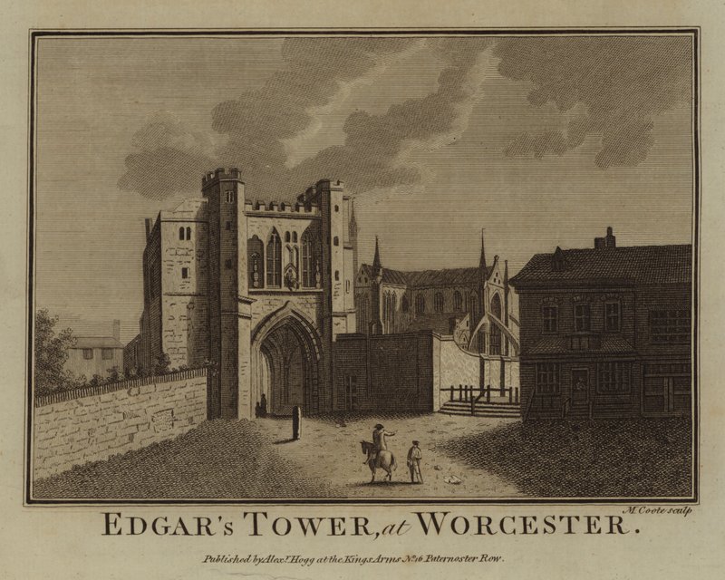 Torre de Edgar, en Worcester (grabado) de English School