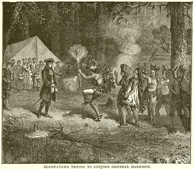 Elkswatawa intentando conjurar al general Harrison de English School