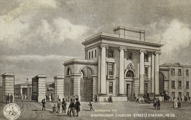 Entrada a la Estación de Birmingham (Curzon Street), 1838 de English School