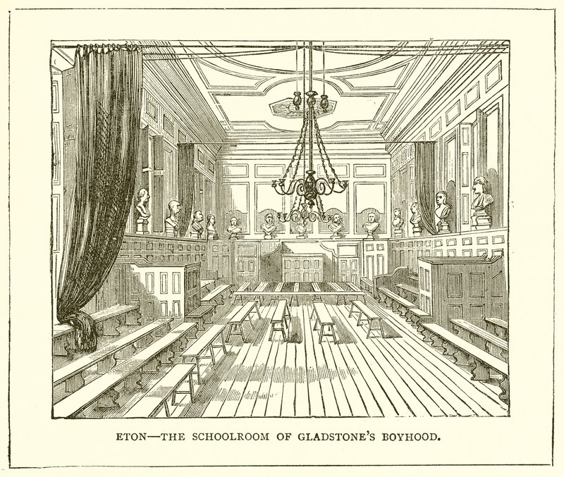 Eton--El aula de la infancia de Gladstone de English School