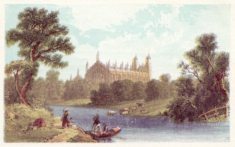 Eton College (litografía en color) de English School