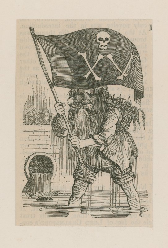 Padre Támesis ondeando una calavera y tibias cruzadas de English School