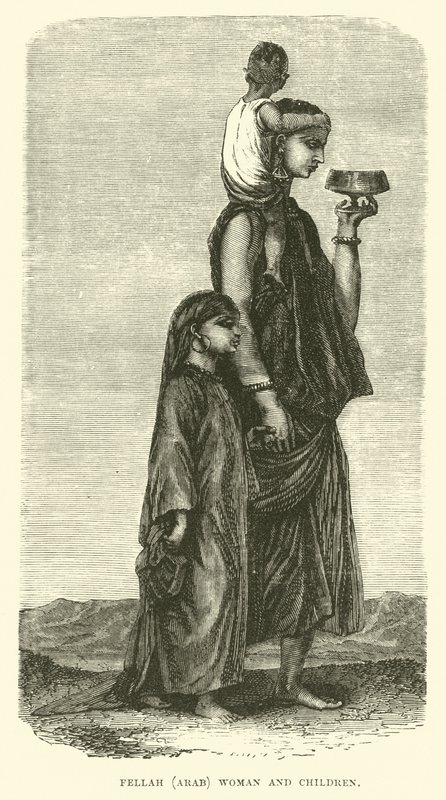 Fellah, mujer árabe y niños de English School