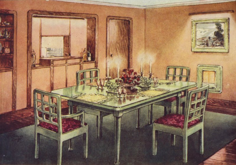 Comedor formal (litografia en color) de English School