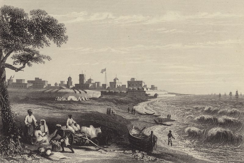 Fuerte George, Madrás (grabado) de English School