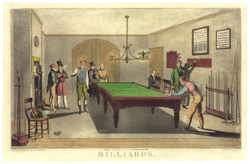 Juego de billar, 1827 de English School