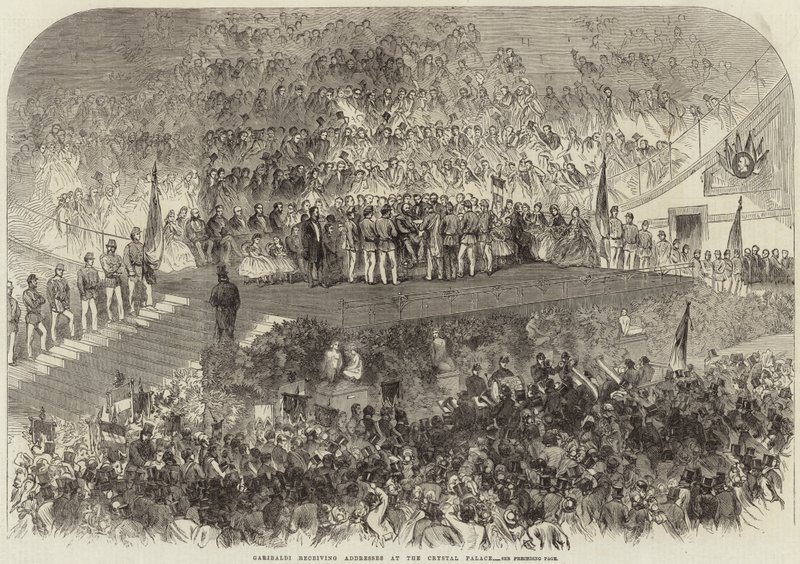 Garibaldi recibiendo direcciones en el Crystal Palace de English School