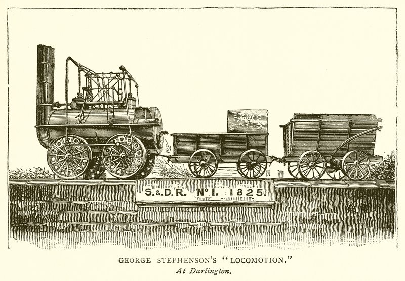 Locomotora de George Stephenson en Darlington de English School