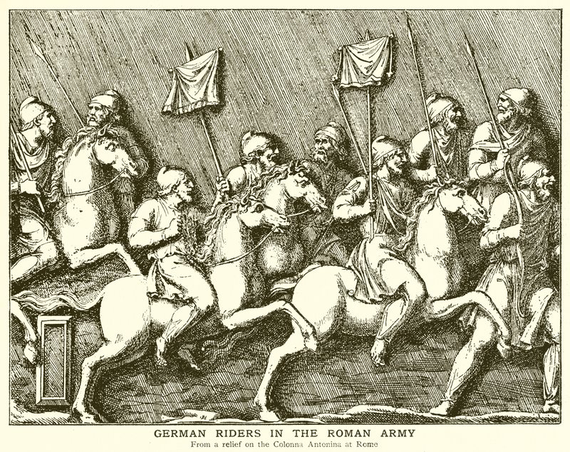Jinetes alemanes en el ejército romano de English School