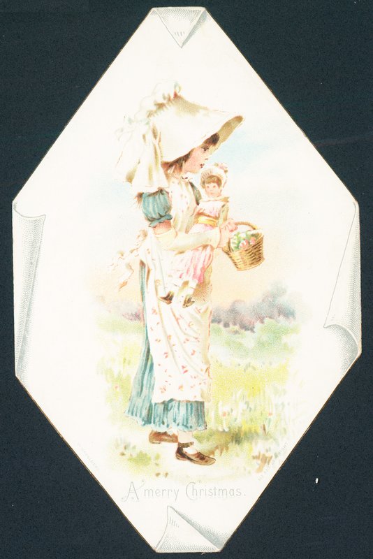 Niña llevando muñeca y cesta de English School