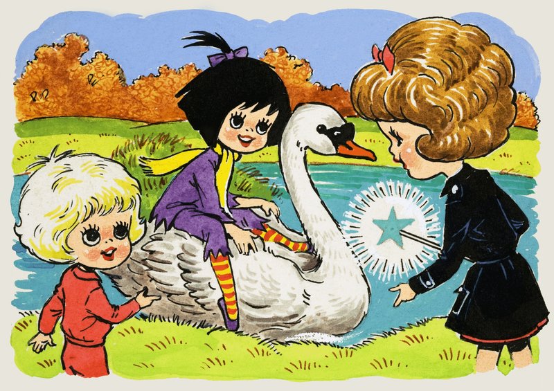 Niña en un cisne de English School