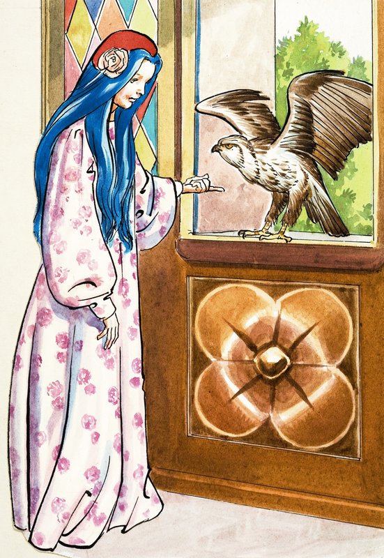 Niña con halcón de English School