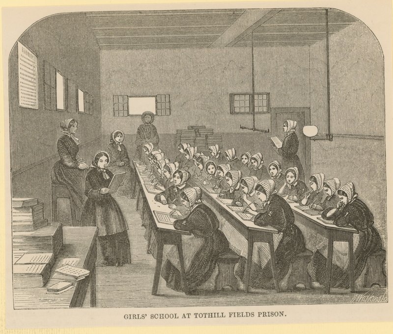 Escuela de niñas en la Prisión de Tothill Fields de English School