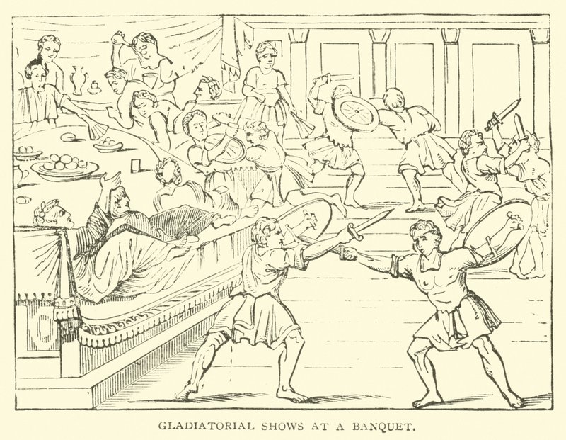 Espectáculos de gladiadores en un banquete de English School