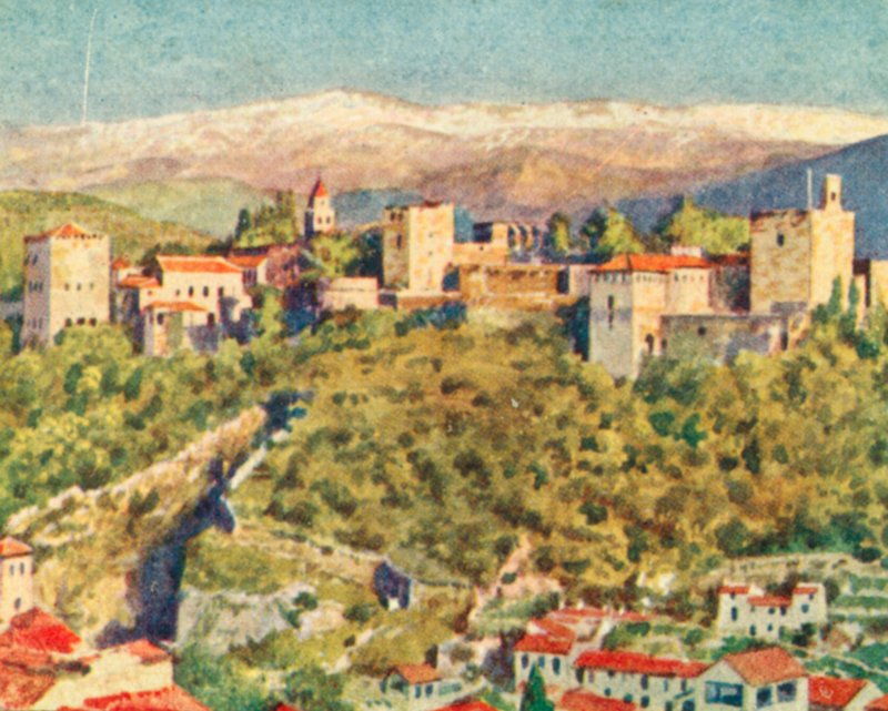 Granada, La Alhambra (litografía en color) de English School