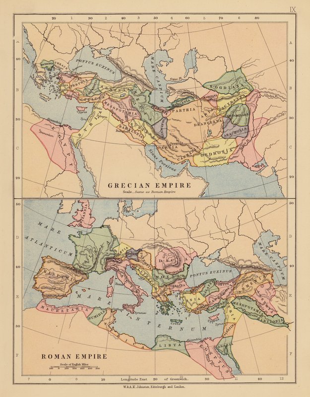 Imperio Griego; Imperio Romano (litografía en color) de English School