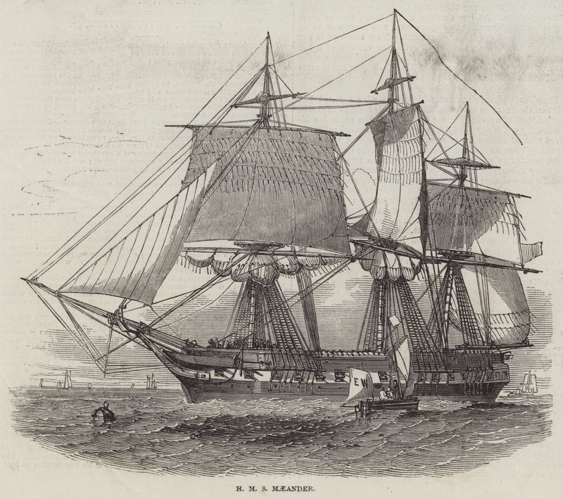 HMS Maeander (grabado) de English School
