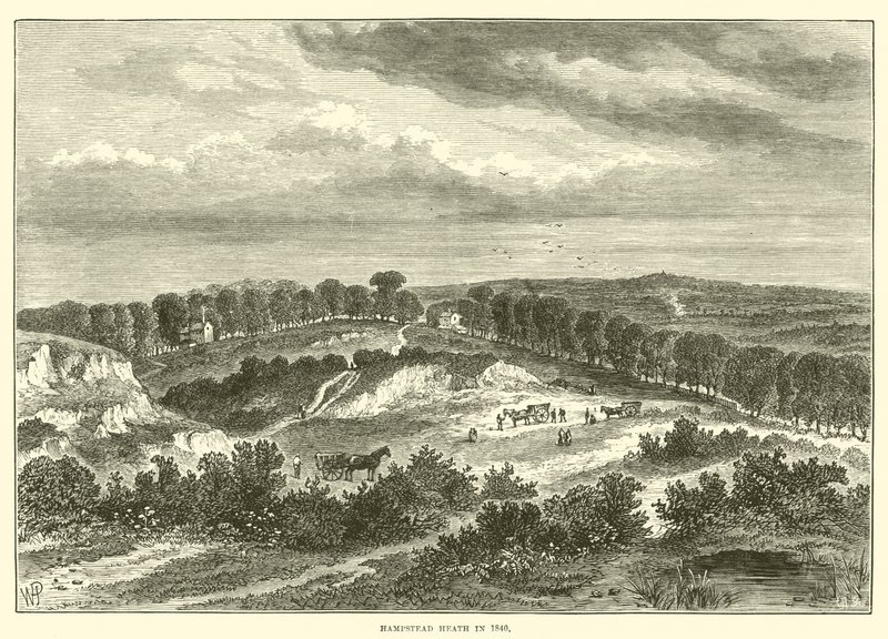 Hampstead Heath en 1840 (grabado) de English School