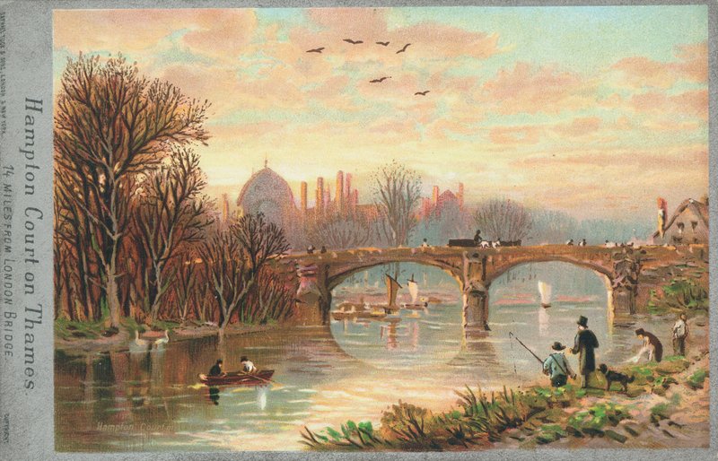 Hampton Court en el río Támesis de English School