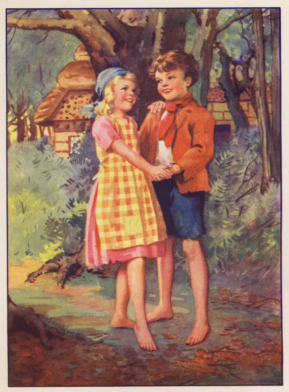 Hansel y Gretel (litografía en color) de English School