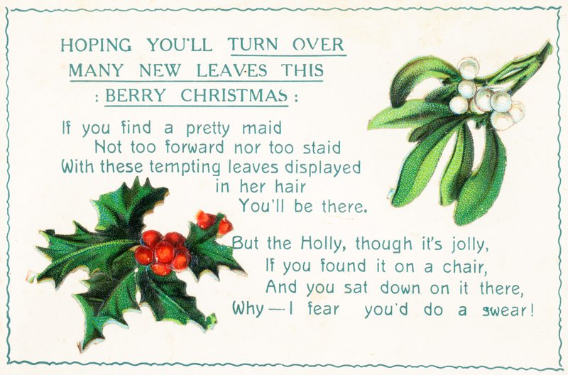 Acebo y muérdago, tarjeta de Navidad de English School