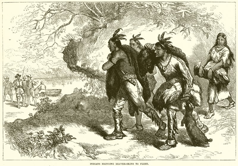 Indios trayendo pieles de castor a la flota de English School