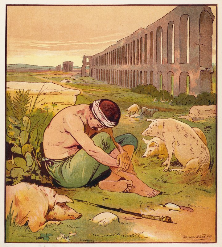 Las parábolas de Jesús: El hijo pródigo (litografia en color) de English School