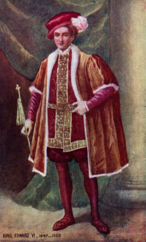 Rey Eduardo VI (litografía en color) de English School