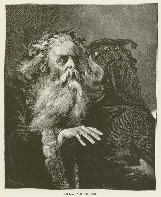 El Rey Lear y el bufón (grabado) de English School