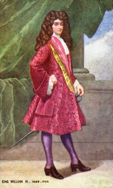 Rey Guillermo III (litografía en color) de English School