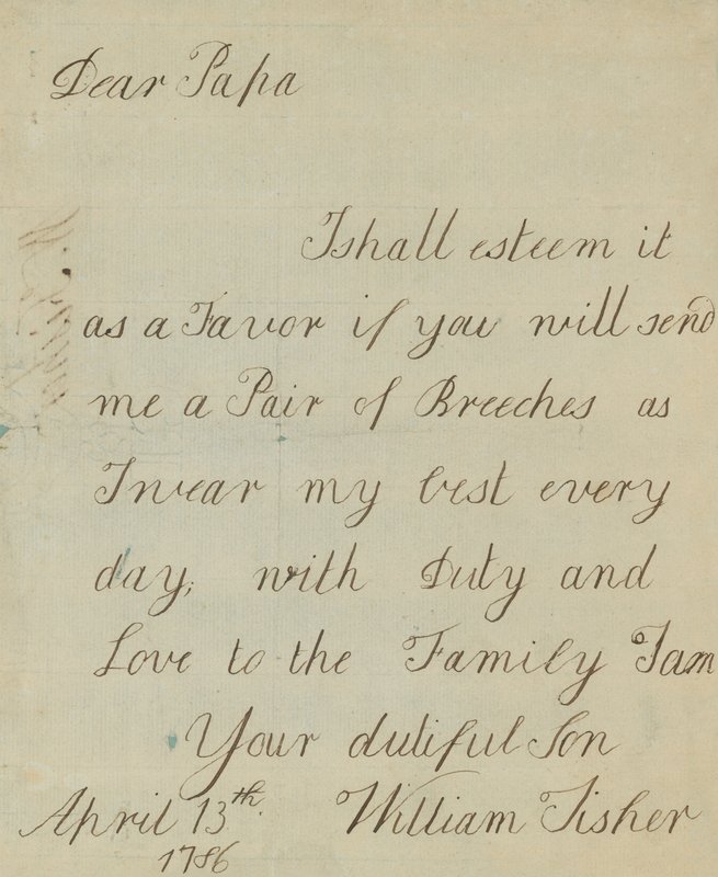 Carta de William Fisher (autógrafo) de English School
